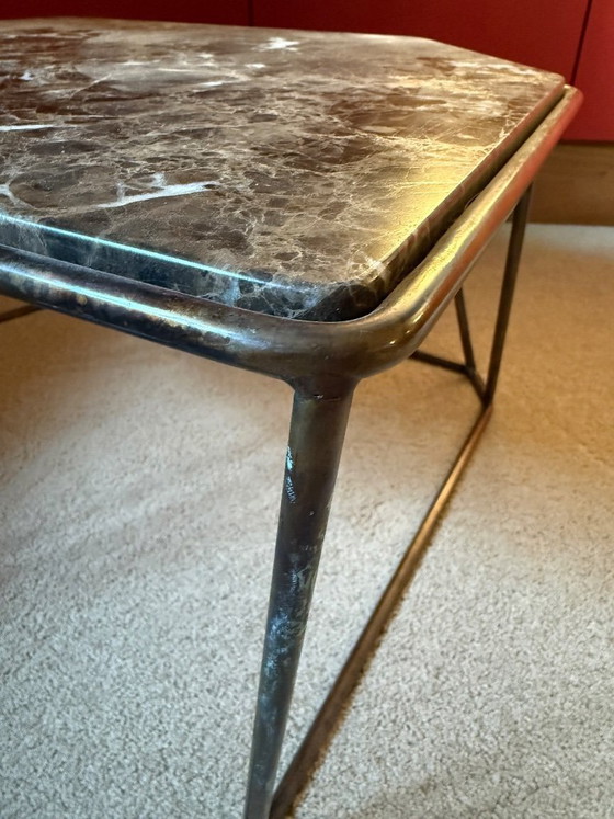 Image 1 of Henge W-Table side table by Massimo Castagna – S. Laurent marble, burnished brass, original invoice 2012