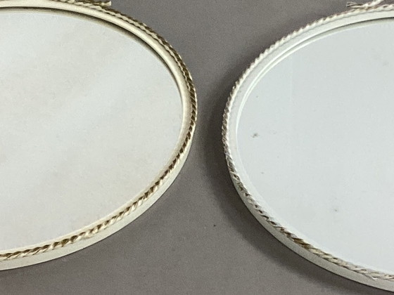 Set of 2 French White and Brass Mirrors – Glass, Metal (photo 3 of 7)