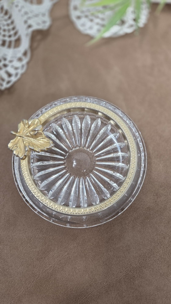 Antique crystal and gilded brass ashtray, Napoleon III style, Table accessories, Transparent (photo 6 of 8)
