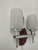 1950s/60s Scandinavian wall lamp with 2 glass 'honeycomb' shades