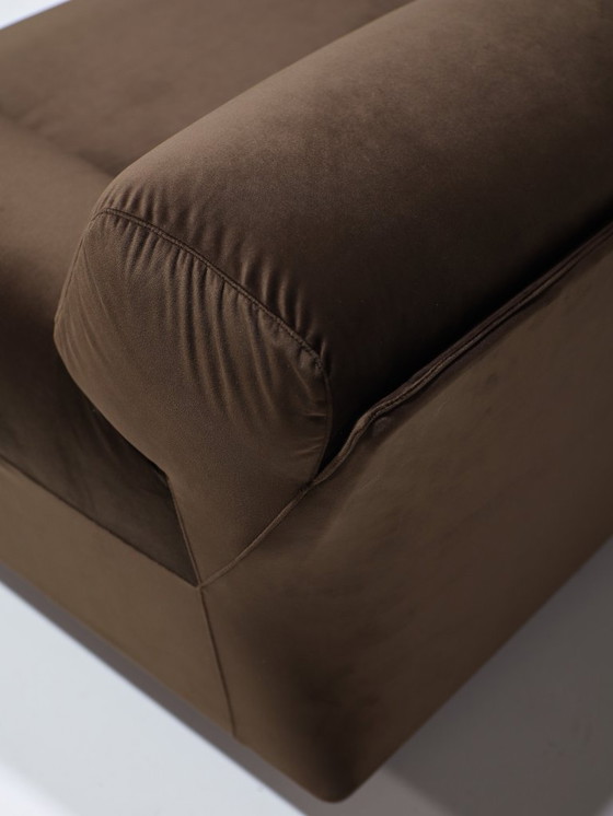 Image 1 of Cassina Fiandra Elements Sofa und Sessel, brauner Samt, 1970er Jahre