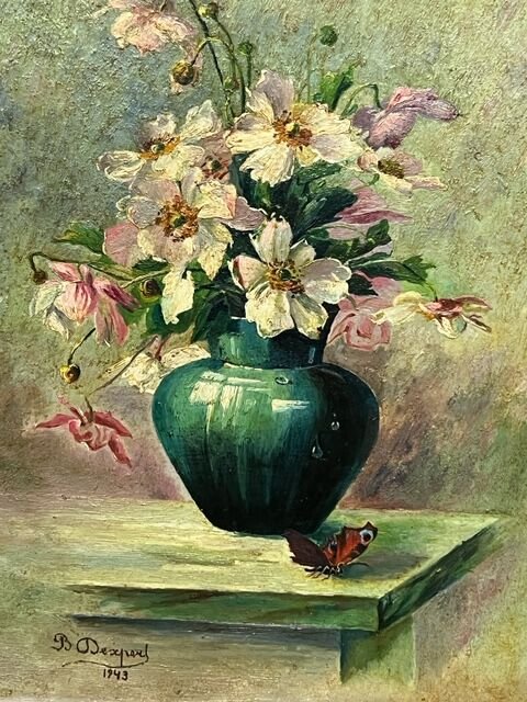 B. Dexpers. Still life with flowers. oil on panel. – Paintings & Drawings, Wood (photo 4 of 6)