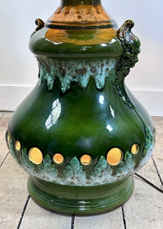 Image 1 of Vintage 1960 groene keramische lamp