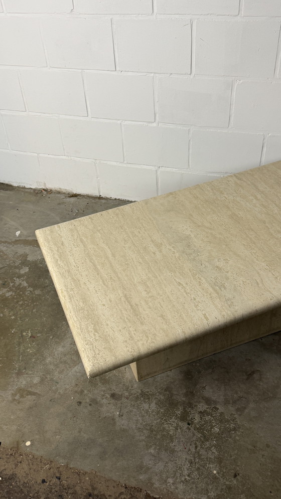 Image 1 of Rectangular Travertine Coffee Table