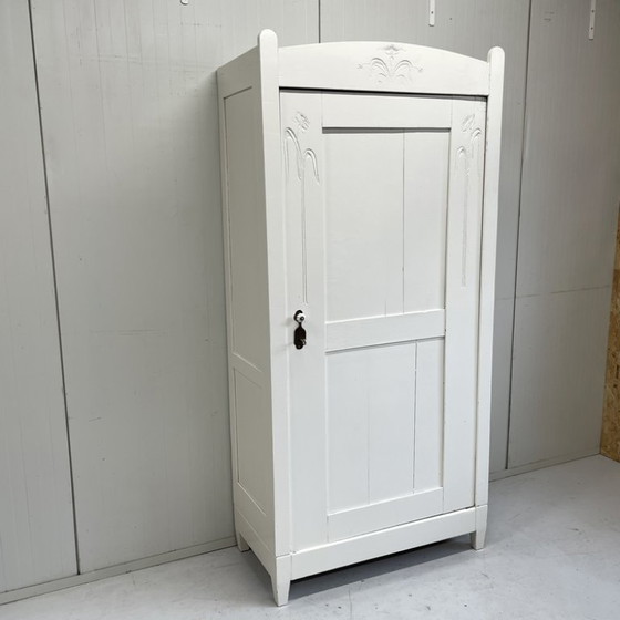 Image 1 of Brocante vintage 1 deurs opbergkast kledingkast wit 