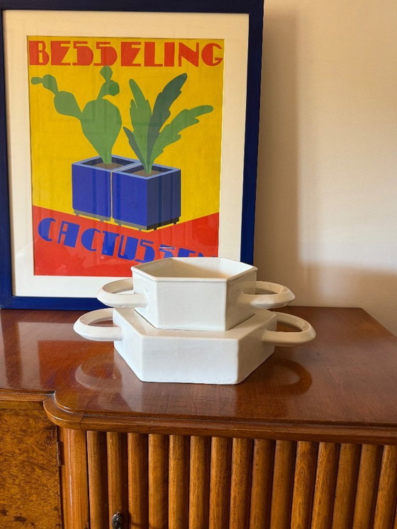 Image 1 of Sergio Asti, wit keramiek middenstuk / vide poche, Gabbianelli Italië ca. 1970