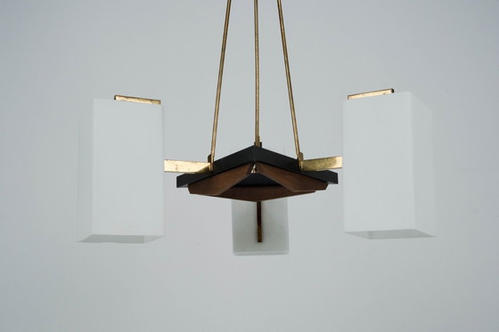 Image 1 of Lampadario a tre bracci di metà secolo, prodotto da Stilnovo. Italia, anni '50.