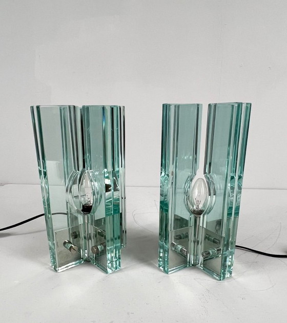 Image 1 of Set van 2 tafellampen/glasobjecten van Giorgio Reggiori voor Gallotti & Radice, jaren 1960, Italië