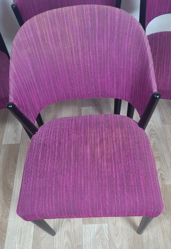 Image 1 of Set of 4 vintage purple fabric chairs