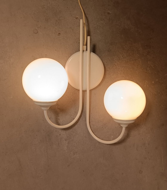 Vintage 2 glazen bollen wandlamp – Wandlampen, Metaal (photo 6 of 14)