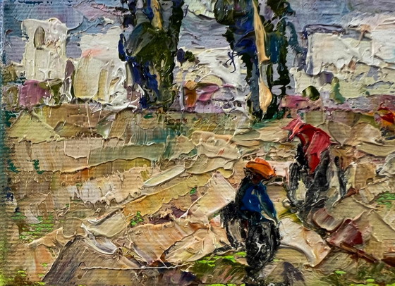 Original Oil Painting Summer Field Landscape Heat Outside The City – Paintings & Drawings, Canvas (photo 6 of 8)
