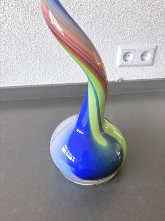 Makora Krosno Polychrome "Corkscrew" Art Glass Vase - 84cm (photo 4 of 5)