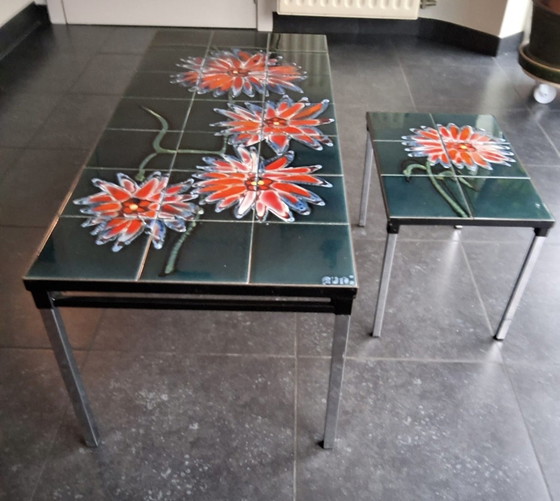 Image 1 of Salontafel met bijzet tafeltje Adri jaren 60/70