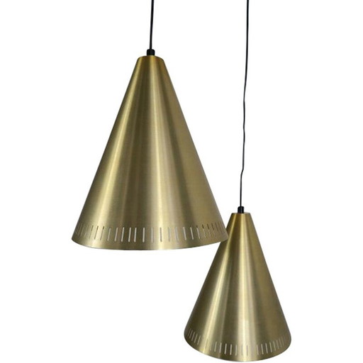 Coppia di lampade a sospensione vintage in ottone di Svend Aage Holm Sorensen