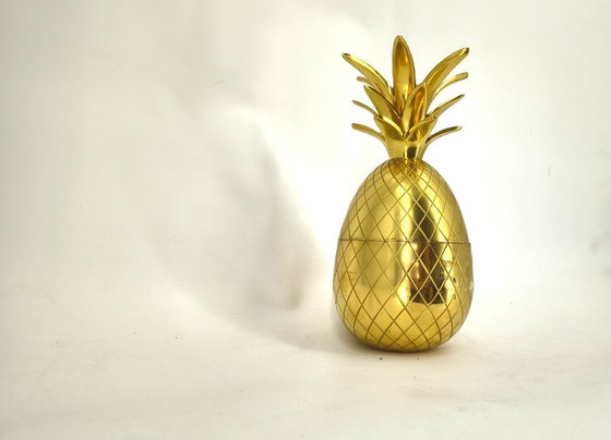Image 1 of Seau à glace vintage en laiton en forme d'ananas, années 1970