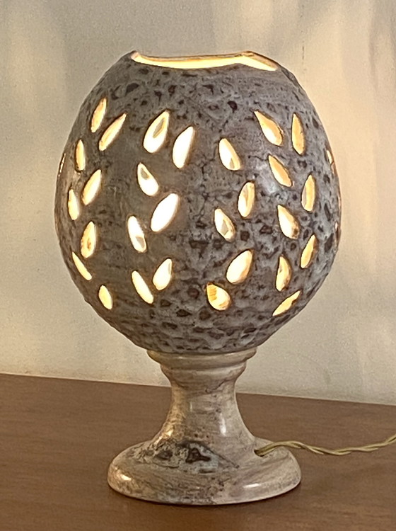 Image 1 of openwork lamp by F & J Bonaudi, Vallauris ceramics circa 1960