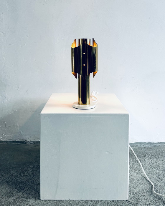 Image 1 of TYPE 742 BRASGEKLEURDE 'ORGUE' TAFELLAMP, MOGELIJK MAISON CHARLES, FRANKRIJK, jaren 1960