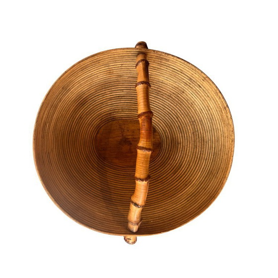 Image 1 of Design-Holzkorb von Pieter van Gelder - mit Bambusgriff - signiert - ca. 1960