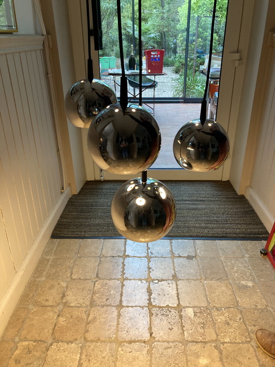 Image 1 of 4 Globe Hanglampen Metaal, Chroom, Jaar 70/80