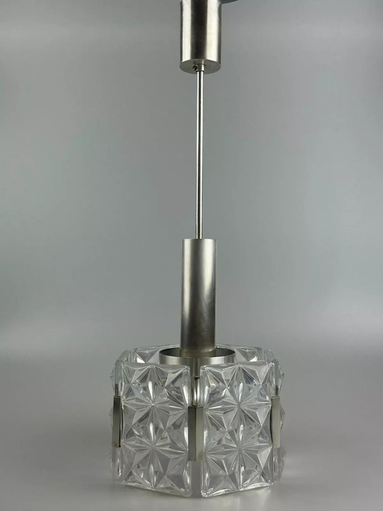 Image 1 of Lampadario da soffitto anni '60 anni '70 Hillebrand Leuchten Germany vetro metallo