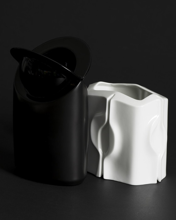 Image 1 of Fürstenberg & Rosenthal Porcelain Vase Duo Klaus Henning & Jan Van Der Vaart B&W