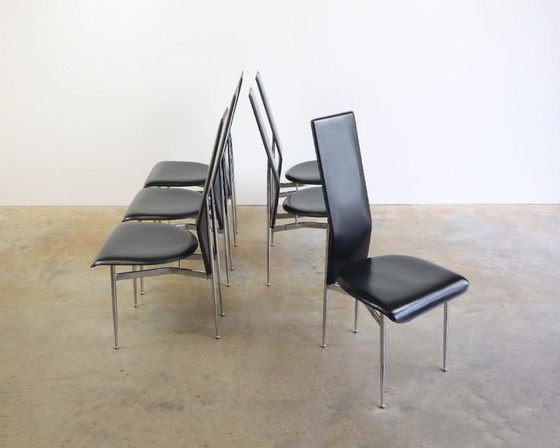 Image 1 of 6 fauteuils en cuir Fasem S44 de Giancarlo Vegni, années 80