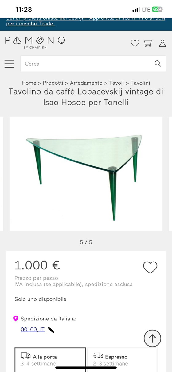 Image 1 of Tonelli "Lobacevskij" ontwerper
Salontafel Isao Hosoe glazen tafel
