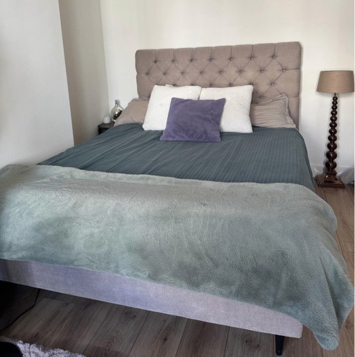Premium bedframe + Tempur matras: 160 cm × 200 cm – matrassen en bedbodems, Textile