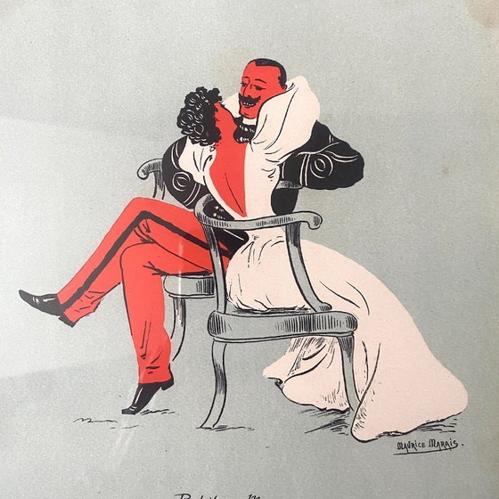 Image 1 of Set van 5 ingelijste illustraties van Maurice Marais, 19e eeuw