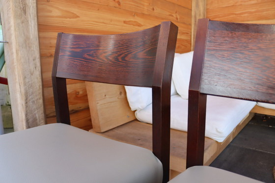 Image 1 of 4 Dutch Design chairs | wengé wood | Skai leather 