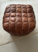 Vintage leren poef