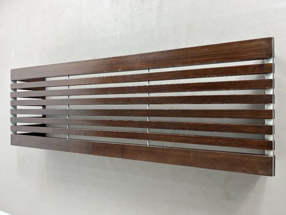 Slat bench by Walter Antonis for 't Spectrum, 1970s, Benches, Wood, Iron, Brown (photo 4 of 6)