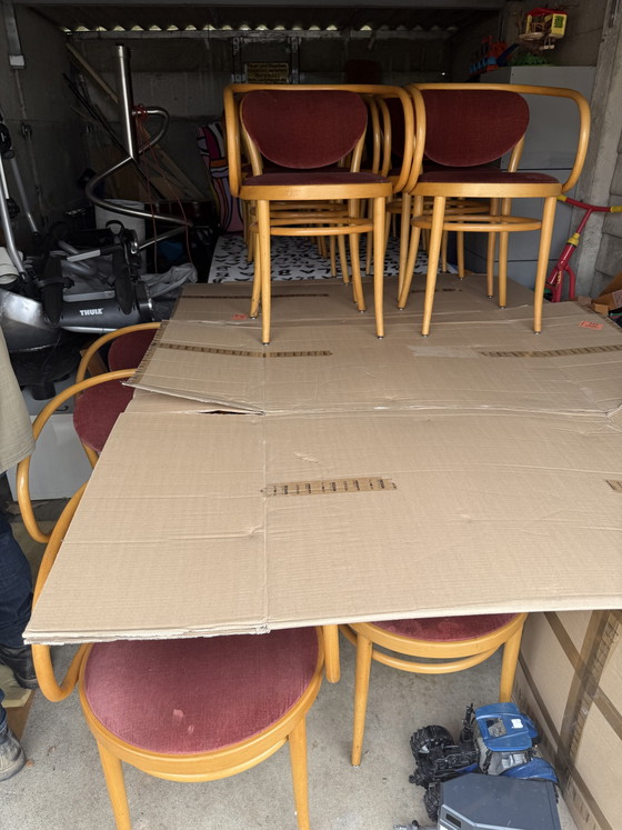 30 stoelen, fauteuils, Le Corbusier fluweel, vintage Thonet – Eetkamerstoelen, Textile, Wood (photo 4 of 13)