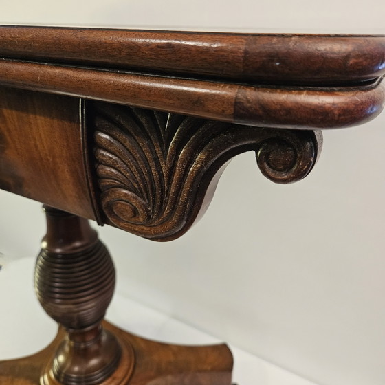 Table de jeu/console de style Régence ancienne en acajou - XIXe siècle – Tables d'appoint, Wood (photo 3 of 8)