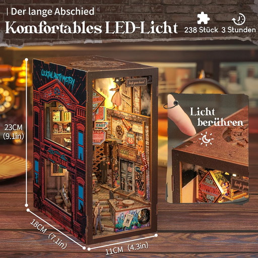 Cutefun Kit Book Nook - Maison de poupée en bois, maison de poupée miniature, coin livre, bibliothèque, maisons, kit de modélisa