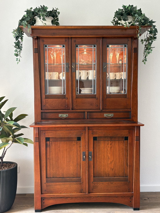 Image 1 of Schuitema buffetkast met glas in lood deuren Jugendstil