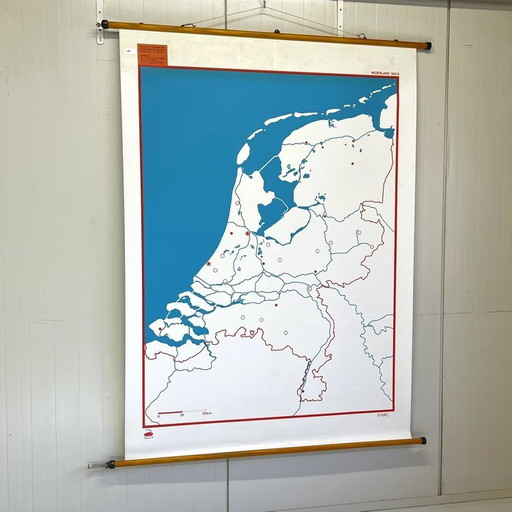 XL carte scolaire vintage carte murale Pays-Bas