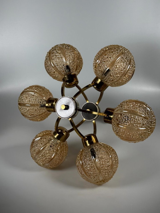 Image 1 of Lámpara de araña Sputnik de 6 luces, años 60/70, diseño de cristal Kaiser Leuchten