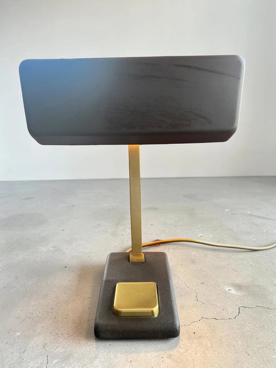 Lampada da scrivania/piano vintage Egon Hillebrand anni '70 – metallo martellato marrone & ottone – Modello (photo 9 of 13)