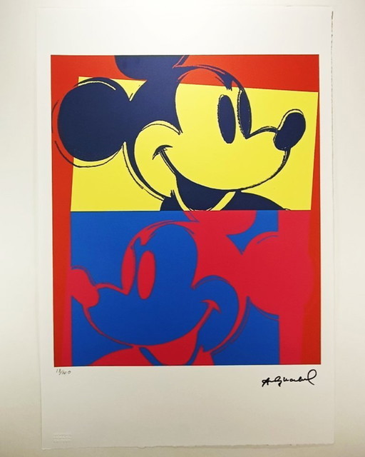 Andy Warhol "Mickey Mouse" gelimiteerde serie lithografie uit de jaren 80 - Leo Castelli - New York - Genummerd met potlood.