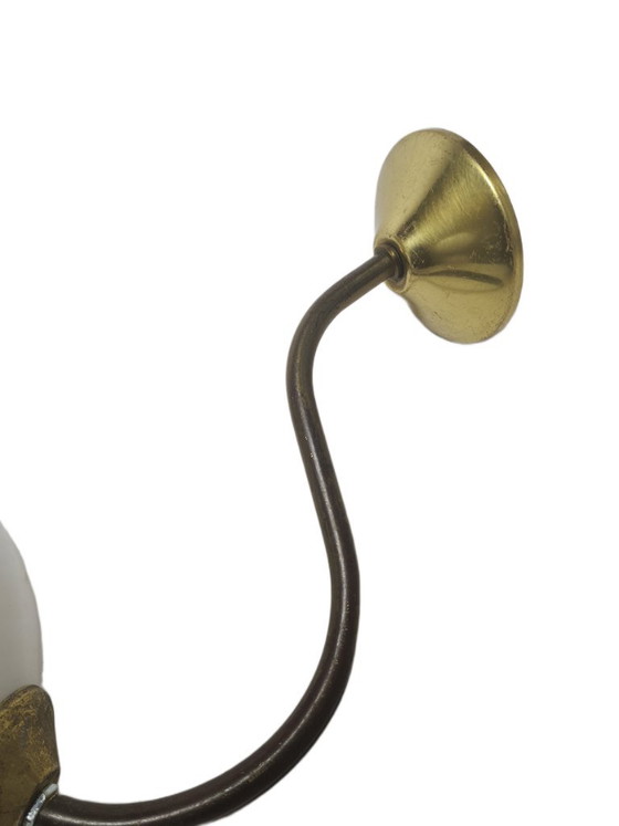 Art Deco wandlamp, Polen, jaren 1950 – Wandlampen, Glass, Brass (photo 8 of 9)