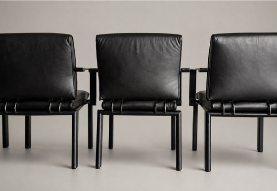 6 Vintage Quadro fauteuils — Bruno Rey & Charles Polin voor Dietiker, Zwitserland, 1989 – Eetkamerstoelen (photo 13 of 15)