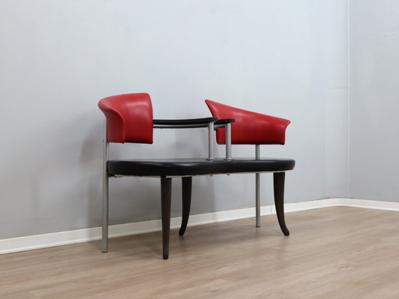 Image 1 of Italienische Bank im postmodernen Design der 1990er Jahre in Schwarz und Rot