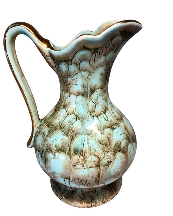 Image 1 of Rare Vintage Gouda Plateel Zuid-Holland Pitcher - "Jumbo" Decor - Model 304 - MCM - Mint Condition