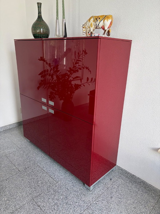 Kronos Lak Glossy Rosso Mattone 31 Storage cabinet, red high-gloss, Wood, Metal, Modern (photo 3 of 5)