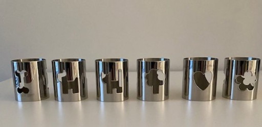 Servilleteros de acero inoxidable Alessi Girotondo - Juego de 6 servilleteros