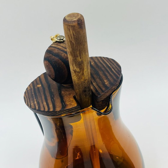 Vintage Sangria Set in Amber Glass and Wood – Glass & Decanter (photo 7 of 13)