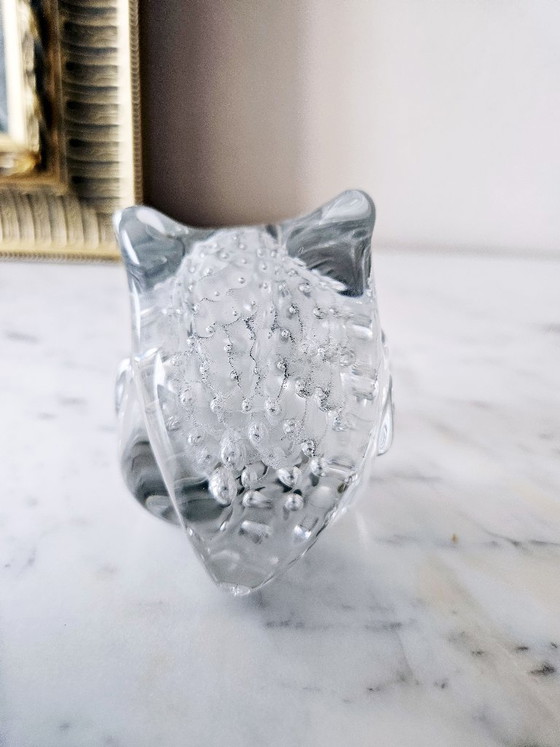 Image 1 of Duo Cristal Royal Leerdam Vase Serica Meydam et Sculpture Écureuil N 107 Signée Vintage 1950