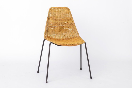 Image 1 of Set of 2 Gianfranco Legler Basket Chairs, 1950s Rattan Chairs, Mid Century Swiss Design, Metal & Wicker Chairs