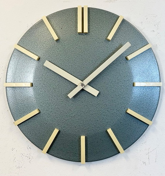 Image 1 of Grey Industrial Office Wall Clock from Pragotron, 1970s